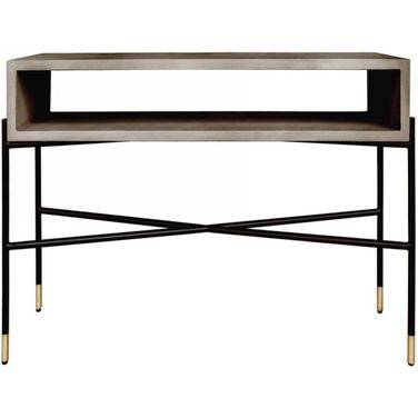 45 Inch Concrete Console Table with Shelves In Gray and Black