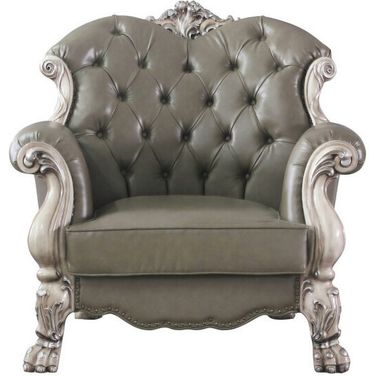 45 Inch Faux Leather Arm Chair In Champagne