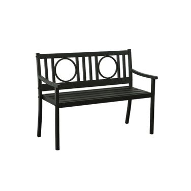 45 Inch Metal Geometric Back Garden Patio Bench In Black
