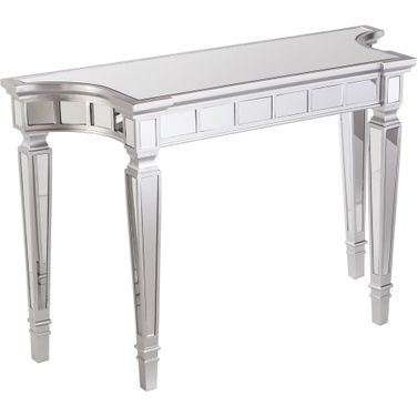 45 Inch Mirrored Glass Free Form Console Table In Silver