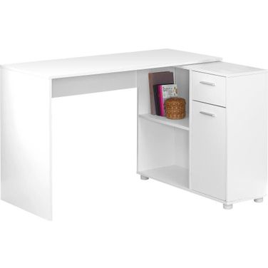46 Inch Computer Desk In White With A Storage Cabinet
