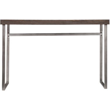 46 Inch Distressed Sled Console Table In Gray Brown and Silver