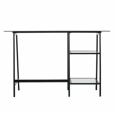 46 Inch Glass Writing Desk In Clear and Black