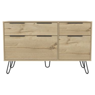 47 Inch Four Drawer Double Dresser In Black and Brown