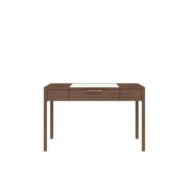 47 Inch Marble and Wood Computer Desk In White and Brown
