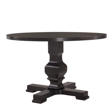 47 Inch Rounded Solid Wood Pedestal Base Dining Table In Black