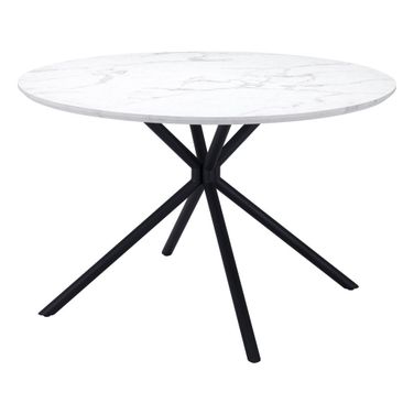 47 Inch Rounded Steel Dining Table In White and Black