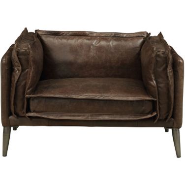 47 Inch Top Grain Leather Chair and a Half In Black and Brown