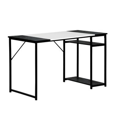 47 Inch Wood and Metal H-Shape Computer Desk In Black and White