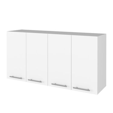 47 Inch Wood Wall Mounted Accent Chest with Four Doors In White