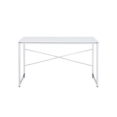47 Inch Writing Desk In White and Silver