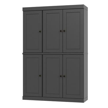 48.5 Inch Pantry Cabinet with Raised Panel Doors and Adjustable Shelves In Gray