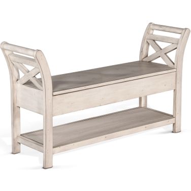 48 Inch Accent Bench with Storage In Marble White