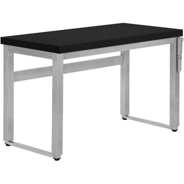 48 Inch Black And Silver Metal Computer Desk With Adjustable Height