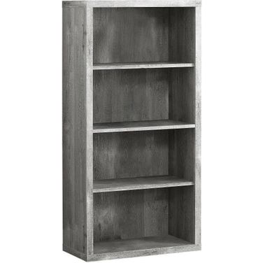 48 Inch Bookcase In Grey Reclaimed Wood Look With Adjustable Shelves