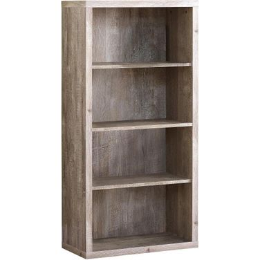 48 Inch Bookcase In Taupe Reclaimed Wood Look With Adjustable Shelves