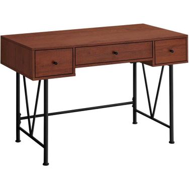 48 Inch Cherry And Black Metal Computer Desk
