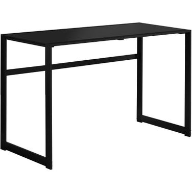 48 Inch Computer Desk In Black With Tempered Glass