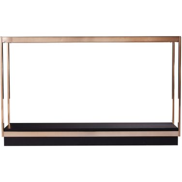 48 Inch Glass Floor Shelf Console Table with Shelf In Clear Black and Champagne