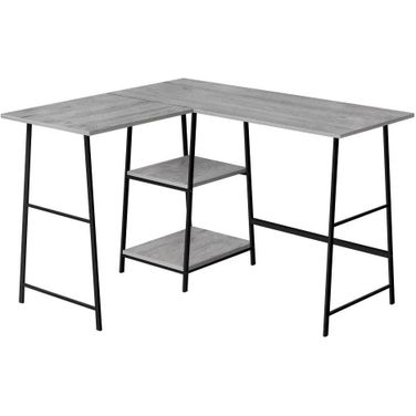 48 Inch Grey Top And Black Metal Corner Computer Desk