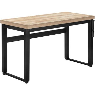 48 Inch Natural And Black Metal Computer Desk With Adjustable Height