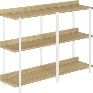 48 Inch Natural And White Metal Hall Console