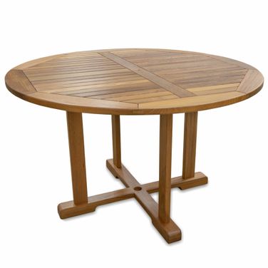 48 Inch Round Solid Teak Wood Dining Table In Brown