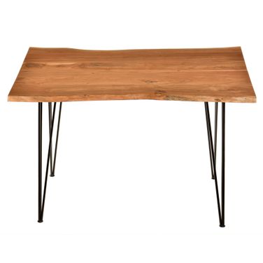 48 Inch Solid Wood and Iron Dining Table In Black and Brown