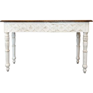 48 Inch Solid Wood Distressed Console Table In Natural and White