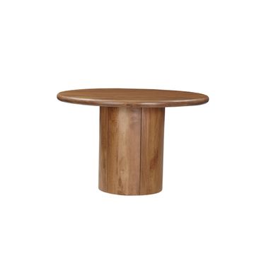 48 Inch Solid Wood Pedestal Base Round Top Dining Table In Brown
