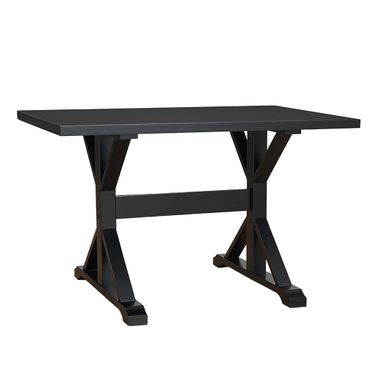 48 Inch Solid Wood Trestle Writing Desk In Black