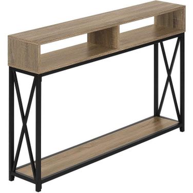 48 Inch Taupe Black Metal Hall Console I 3573