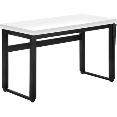 48 Inch White And Black Metal Computer Desk With Adjustable Height