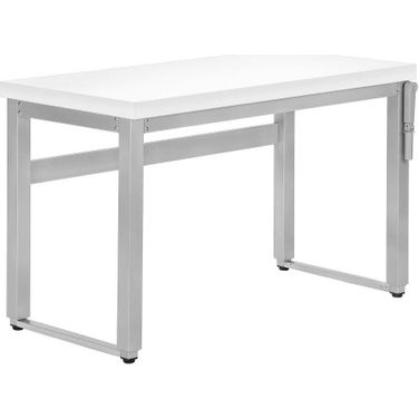 48 Inch White And Silver Metal Computer Desk With Adjustable Height