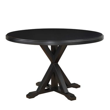 48 Inch Wood Pedestal Base Round Top Dining Table In Black