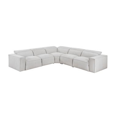 5-Piece Modular Power Reclining Sectional with Power Headrests In Gray