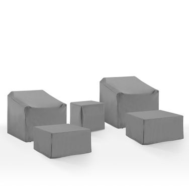5 Piece Outdoor Furniture Cover Set In Gray