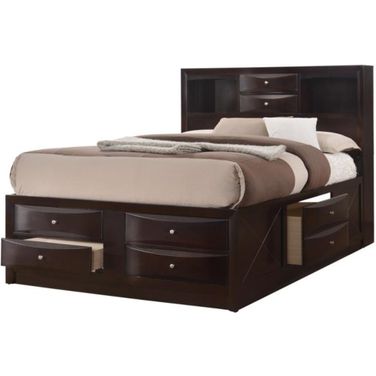 Crown Mark Emily King Captain's Storage Bed in Dark Cherry