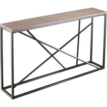 52 Inch Faux Stone Frame Console Table In Gray and Taupe