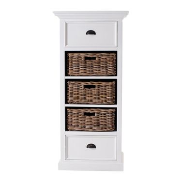 52 Inch Two Drawer Storage Cabinet with Baskets In White