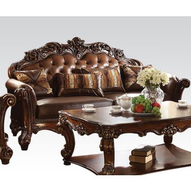 Acme Vendome Stationary Sofa in Cherry
