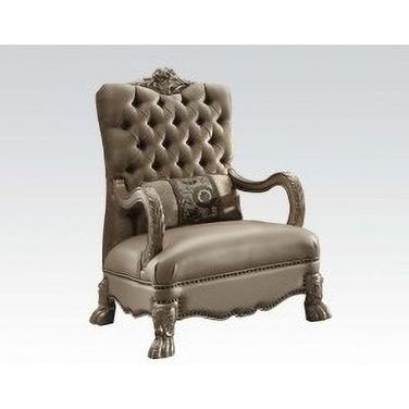 Dresden Living Room Chair in Bone Velvet and Gold Patina