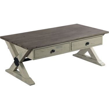 Reclamation Place Brown Trestle Rectangular Cocktail Table
