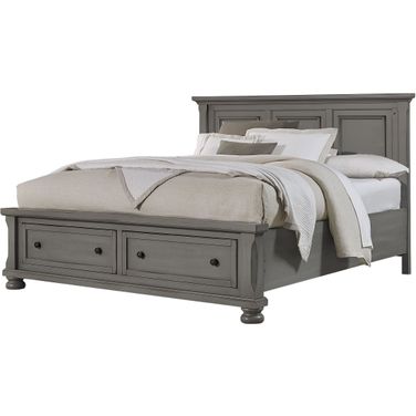 Reflections Antique Pewter Queen Mansion Storage Bed