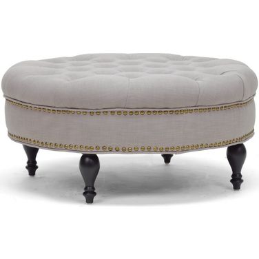 Baxton Studio Palfrey Beige Linen Modern Tufted Ottoman