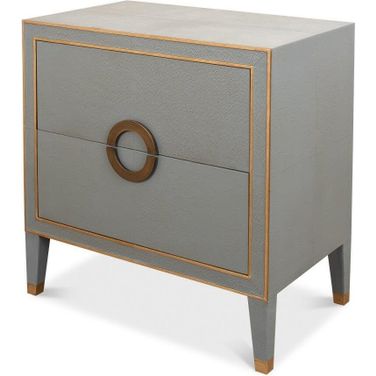 53163 Gray Leather Embossed Shagreen Nightstand