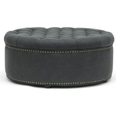 Baxton Studio Iglehart Gray Linen Modern Tufted Ottoman