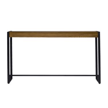 54 Inch Distressed Sled Console Table In Gray Brown and Black
