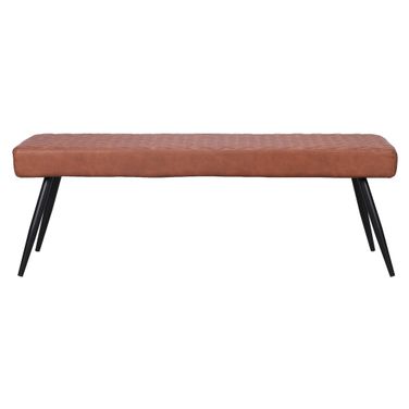 54 Inch Faux Leather Upholstered Dining Bench In Black and Brown