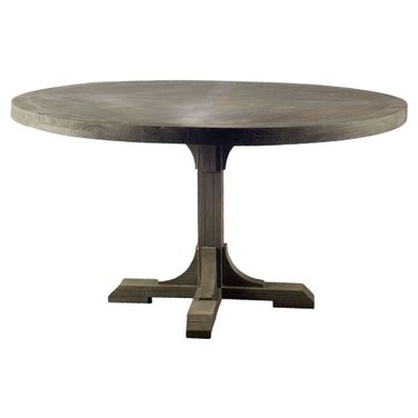 54 Inch Rounded Solid Wood Pedestal Base Dining Table In Brown